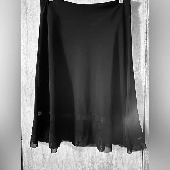 Black Midi Slip Skirt: A-Line w/Sheer Gauzy Trim. TRIBAL Brand. NWOT Never Worn - Picture 3 of 9
